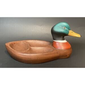 Vintage Balos Duck Mallard Divided Dish Hand Painted Home Décor Trinket